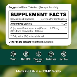 Foto 7 | Foto 7 | Suplemento Fresh Nutrition Resveratrol 750 Mg 90 Cápsulas - Venta Internacional.