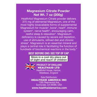 Foto 2 | Foto 2 | Suplemento Healthaid De Citrato De Magnesio En Polvo, 200 G, 80 Porciones - Venta Internacional.