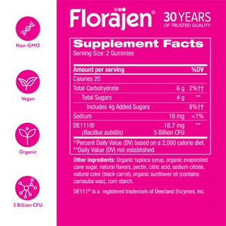 Foto 7 | Foto 7 | Gomitas Probióticas Florajen Triple Action Para Mujer, 40 Unidades - Venta Internacional.