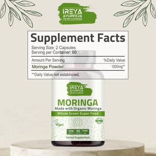 Foto 2 | Foto 2 | Suplemento Ireya Ayurveda Moringa En Cápsula 1000 Mg (120 Cápsulas) - Venta Internacional.