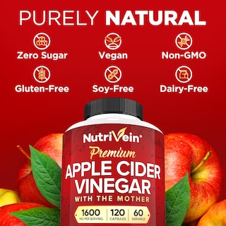 Foto 6 | Foto 6 | Suplementos Nutrivein: Vinagre De Sidra De Manzana, 1600 Mg, 120 Cápsulas - Venta Internacional.