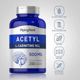 Foto 3 | Foto 3 | Suplemento Piping Rock Acetil L-carnitina Hcl 500 Mg 200 Cápsulas - Venta Internacional.