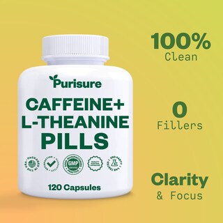Foto 2 | Foto 2 | Cápsulas De Cafeína Y Teanina Purisure 100 Mg + 200 Mg 120 Días - Venta Internacional.