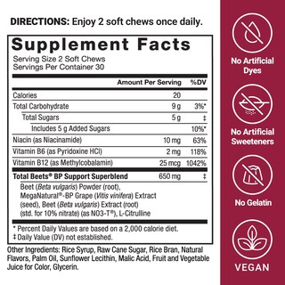 Foto 6 | Foto 6 | Suplementos Force Factor Total Beets, Presión Arterial, 60 Masticables - Venta Internacional.