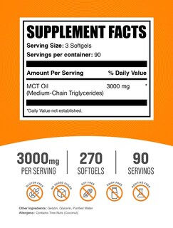 Foto 2 | Foto 2 | Cápsulas Blandas De Aceite Mct Bulksupplements.com 3000 Mg 270 Unidades - Venta Internacional.