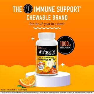 Foto 2 | Foto 2 | Suplemento Airborne En Tabletas Masticables De 1000 Mg Con Zinc, 96% De Cítricos - Venta Internacional.