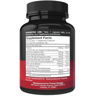 Foto 2 | Foto 2 | Suplemento Del Complejo De Vitamina B Purest Vantage 90 Cápsulas - Venta Internacional.