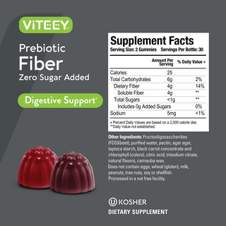Foto 4 | Foto 4 | Suplemento De Fibra Gummies Viteey Prebiotic 4g Para Adultos - Venta Internacional.