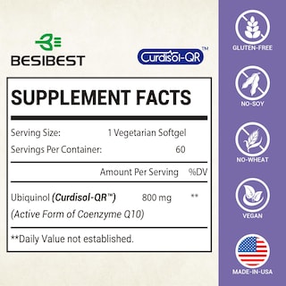 Foto 2 | Foto 2 | Suplemento Besibest Liposomal Ubiquinol Coq10 800 Mg 120 Cápsulas Blandas - Venta Internacional.