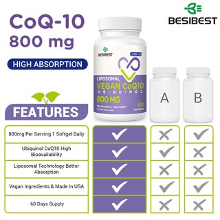 Foto 3 | Foto 3 | Suplemento Besibest Liposomal Ubiquinol Coq10 800 Mg 120 Cápsulas Blandas - Venta Internacional.