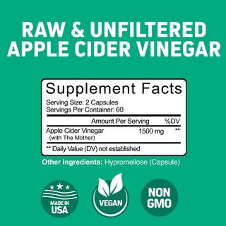 Foto 7 | Foto 7 | Suplemento Herbtonics De Vinagre De Sidra De Manzana 1500 Mg 120 Cápsulas - Venta Internacional.