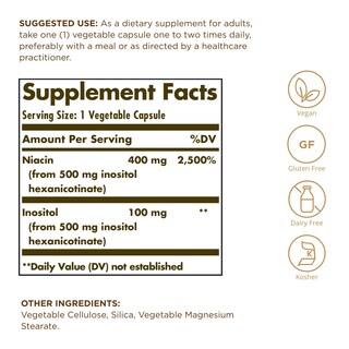 Foto 2 | Foto 2 | Suplemento De Niacina Solgar No-flush 500 Mg 100 Cápsulas - Venta Internacional.