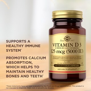 Foto 5 | Foto 5 | Suplemento Solgar Vitamina D3 125 Mcg (5000 Ui) 60 Cápsulas - Venta Internacional.