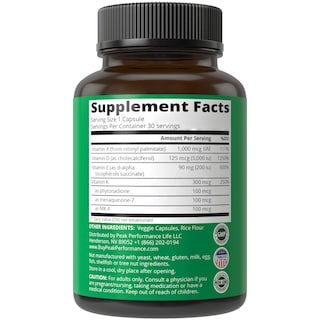 Foto 6 | Foto 6 | Suplemento Peak Performance Dake Vitamina Adke 5,000 Ui Vegano - Venta Internacional.