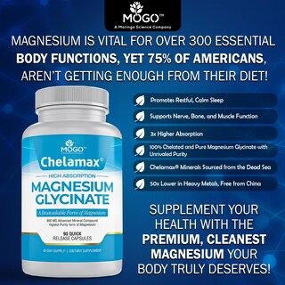 Foto 3 | Foto 3 | Suplemento De Glicinato De Magnesio Mogo Chelamax, Cápsulas De 200 Mg - Venta Internacional.