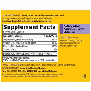 Foto 6 | Foto 6 | Suplemento Dietético Nature Made Elderberry 400 Mg Con Vitamina C Y Zinc 60 Cápsulas (x2) - Venta Internacional.