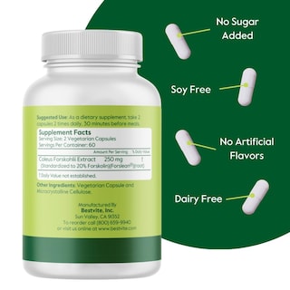 Foto 2 | Foto 2 | Suplemento Bestvite Coleus Forskohlii 125 Mg Con Un 20% De Forskolina - Venta Internacional.