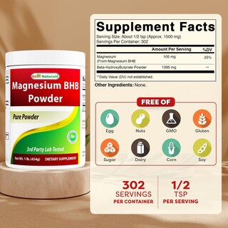Foto 2 | Foto 2 | Magnesio Bhb En Polvo Best Naturals 454 G - Venta Internacional.