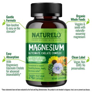 Foto 4 | Foto 4 | Suplemento de Quelato de Glicinato de Magnesio Naturelo 200 mg 240 Cápsulas - Venta Internacional