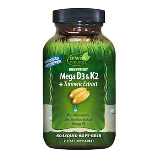 Foto 1 | Foto 1 | Suplemento De Extracto De Cúrcuma Mega D3 Y K2+ De Alta Potencia De Irwin Naturals, 60 Cápsulas Blandas