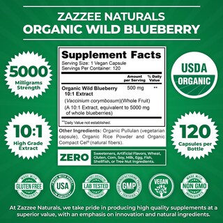 Foto 4 | Foto 4 | Suplemento De Extracto Orgánico De Arándanos Silvestres Del Usda De Zazzee, 5000 Mg - Venta Internacional.