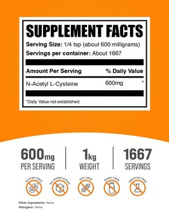 Foto 2 | Foto 2 | Suplemento Bulksupplements.com N-acetil Cisteína 600 Mg 1 Kg - Venta Internacional.
