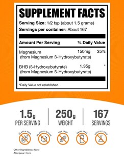 Foto 2 | Foto 2 | Magnesio Bhb En Polvo Bulksupplements.com 250 G (paquete De 1) - Venta Internacional.