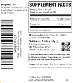 Foto 6 | Foto 6 | Supplement Bulksupplements.com Cápsulas Blandas De Astaxantina, 12 Mg, 180 Unidades - Venta Internacional.