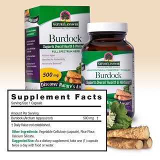 Foto 3 | Foto 3 | Suplemento Nature's Answer De Raíz De Bardana 500 Mg 90 Cápsulas - Venta Internacional.
