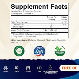 Foto 2 | Foto 2 | Suplemento Vitamático De Pectina De Manzana 700 Mg 120 Cápsulas X2 - Venta Internacional.