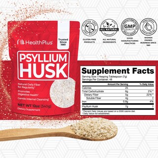 Foto 2 | Foto 2 | Cáscara De Psilio Supplement Health Plus, 355 Ml, 48 Porciones - Venta Internacional.