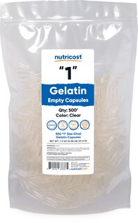 Foto 1 | Foto 1 | Cápsulas Vacías De Gelatina Tamaño 1, Transparente, 500 Cápsulas Nutricost - Venta Internacional.