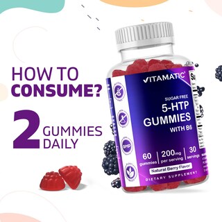Foto 3 | Foto 3 | Gomitas Vitamatic 5-htp Sin Azúcar 200 Mg Con B6 60 Unidades - Venta Internacional.