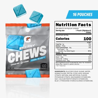 Foto 2 | Foto 2 | Energy Chews Gatorade Cool Blue Vitamina B12 30 g 16 Paquetes - Venta Internacional