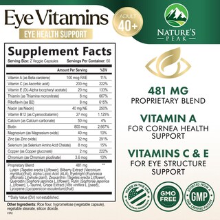 Foto 2 | Foto 2 | Suplemento Alimenticio Vitaminas Y Minerales Para Ojos Nature's Peak 120 Cápsulas - Venta Internacional