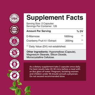 Foto 2 | Foto 2 | Suplemento Natures Craft Manosa D 1000 Mg 240 Capsulas - Venta Internacional