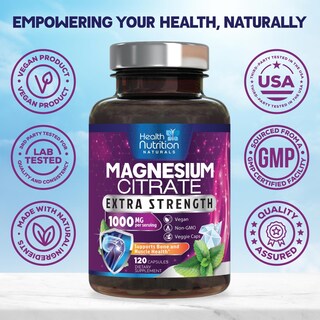 Foto 4 | Foto 4 | Suplemento Health Nutrition Naturals Citrato De Magnesio 1000 Mg - Venta Internacional