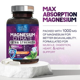Foto 6 | Foto 6 | Suplemento Health Nutrition Naturals Citrato De Magnesio 1000 Mg - Venta Internacional
