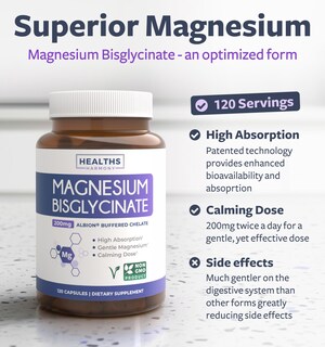 Foto 2 | Foto 2 | Cápsulas De Bisglicinato De Magnesio Healths Harmony 200 Mg - Venta Internacional.
