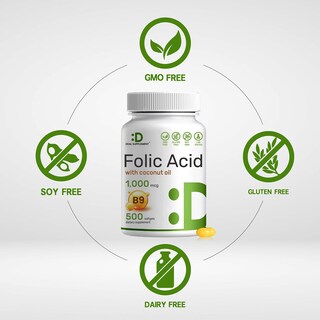 Foto 3 | Foto 3 | Suplemento De Vitaminas Prenatales, Ácido Fólico, 1000 Mcg, 500 Cápsulas Blandas - Venta Internacional.