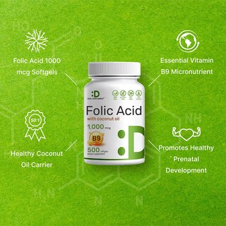 Foto 4 | Foto 4 | Suplemento De Vitaminas Prenatales, Ácido Fólico, 1000 Mcg, 500 Cápsulas Blandas - Venta Internacional.