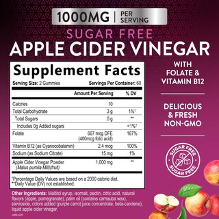 Foto 2 | Foto 2 | Suplemento Nature's Nutrition, Gomitas De Vinagre De Manzana, 1000 Mg - Venta Internacional.