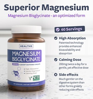 Foto 2 | Foto 2 | Cápsulas De Bisglicinato De Magnesio Healths Harmony 200 Mg - Venta Internacional.