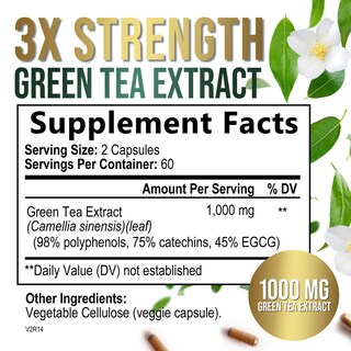 Foto 2 | Foto 2 | Suplemento De Extracto De Té Verde Silveronyx 1000 Mg 120 Cápsulas - Venta Internacional.