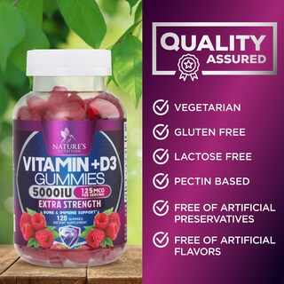 Foto 7 | Foto 7 | Suplemento De Vitamina D3 De Gummy Nature's Nutrition 5000 Ui - Venta Internacional.