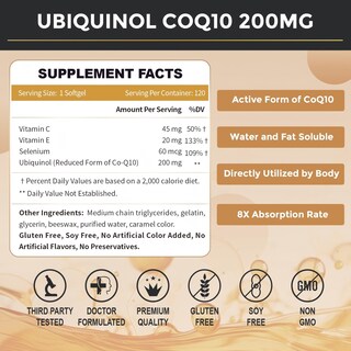 Foto 2 | Foto 2 | Suplemento Zebora Ubiquinol Coq10 200 Mg Cápsulas Blandas 120 Unidades - Venta Internacional.