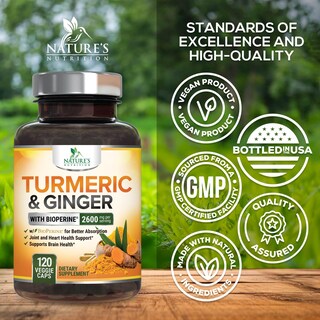 Foto 5 | Foto 5 | Suplemento Nature's Nutrition, Cúrcuma Y Curcumina, 2600 Mg, 120 Cápsulas - Venta Internacional.