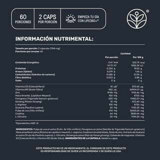 Foto 5 | Foto 5 | Life 360+ Testo Platinum 120 Cápsulas Fenogreco Ginseng Maca