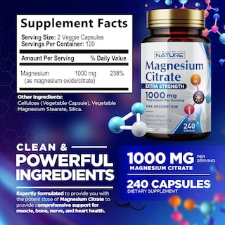 Foto 6 | Foto 6 | Suplemento Citrato de Magnesio Built By Nature 1000 Mg 240 Cápsulas - Venta Internacional