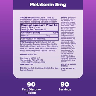 Foto 6 | Foto 6 | Sleep Aid Natrol Sleep Melatonina 5 Mg De Disolución Rápida 90 Comprimidos - Venta Internacional.